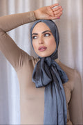 CRINKLE SATIN HIJAB - Steel FINAL SALE