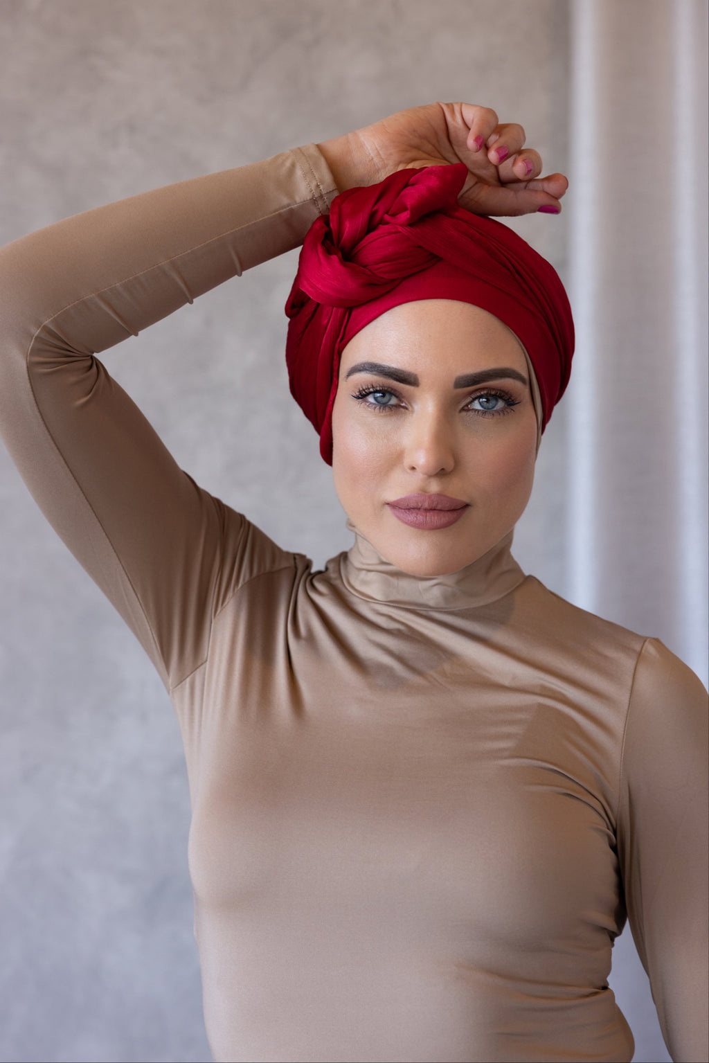 CRINKLE SATIN HIJAB - Cherry FINAL SALE