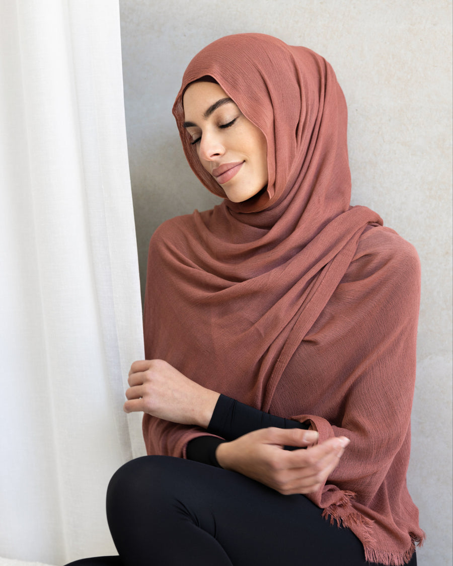 Luxe Rayon Hijab Frayed Edge - BLUSH