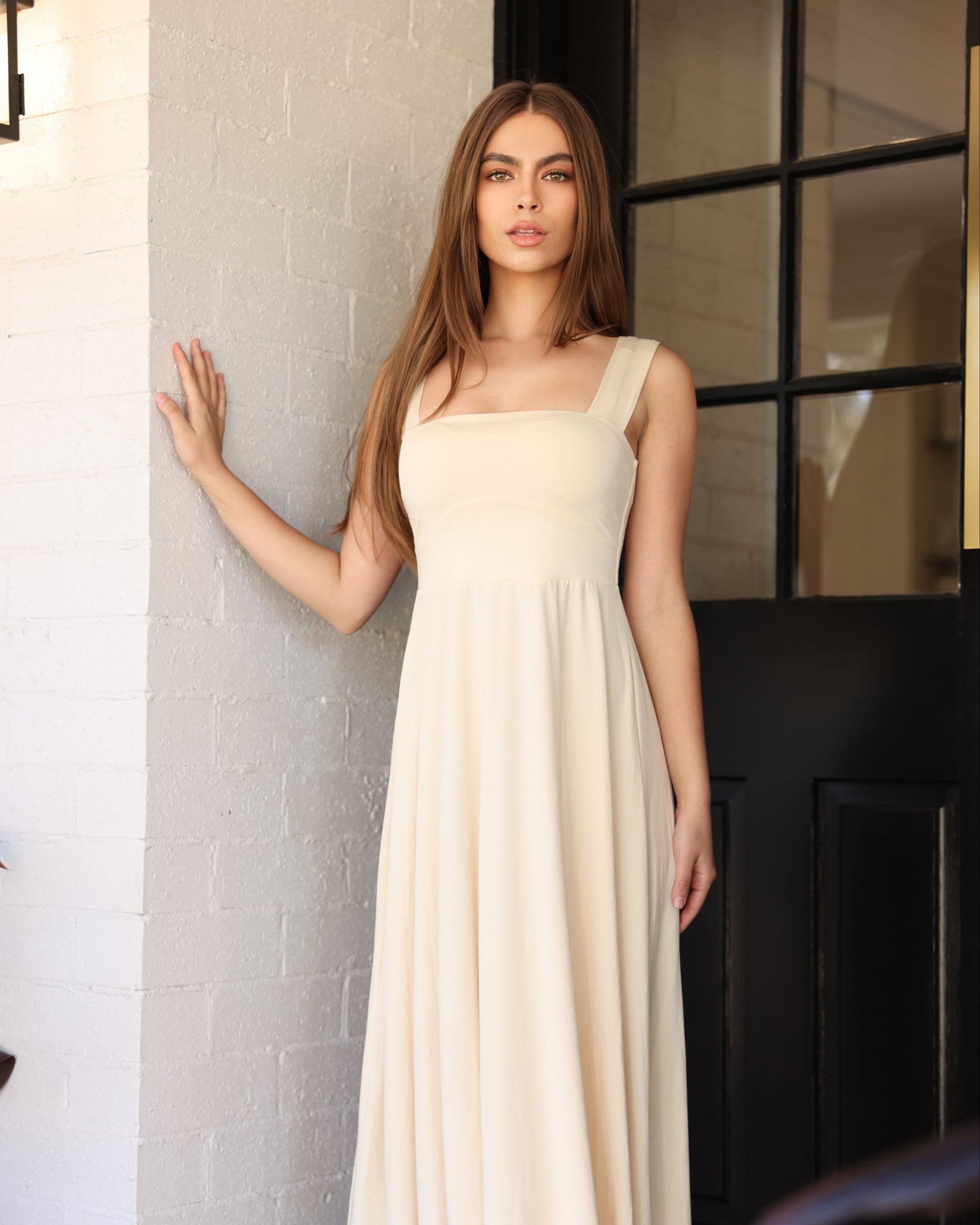 Luxe Box Neck Dress Buttercream FINAL SALE