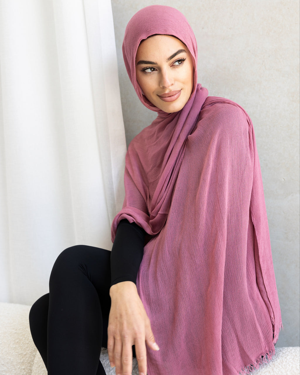 Luxe Rayon Hijab Frayed Edge  - BERRY