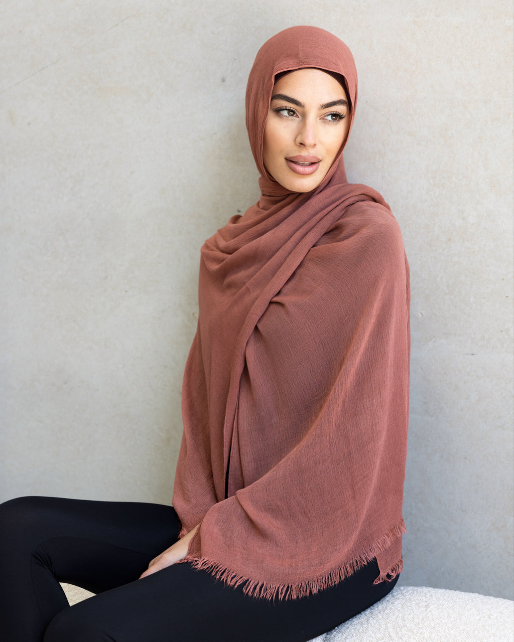 Luxe Rayon Hijab Frayed Edge - ROSEY PINK