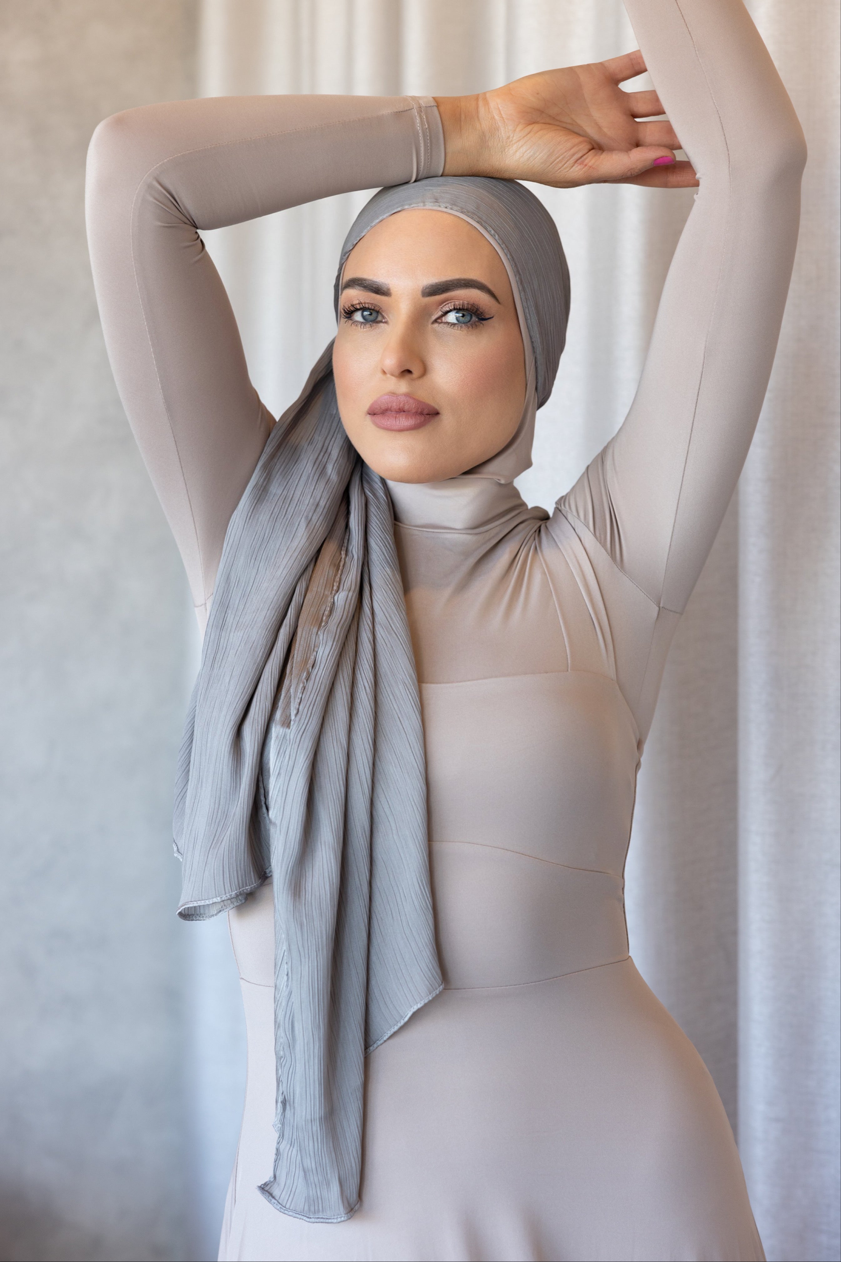 CRINKLE SATIN HIJAB - Feather FINAL SALE