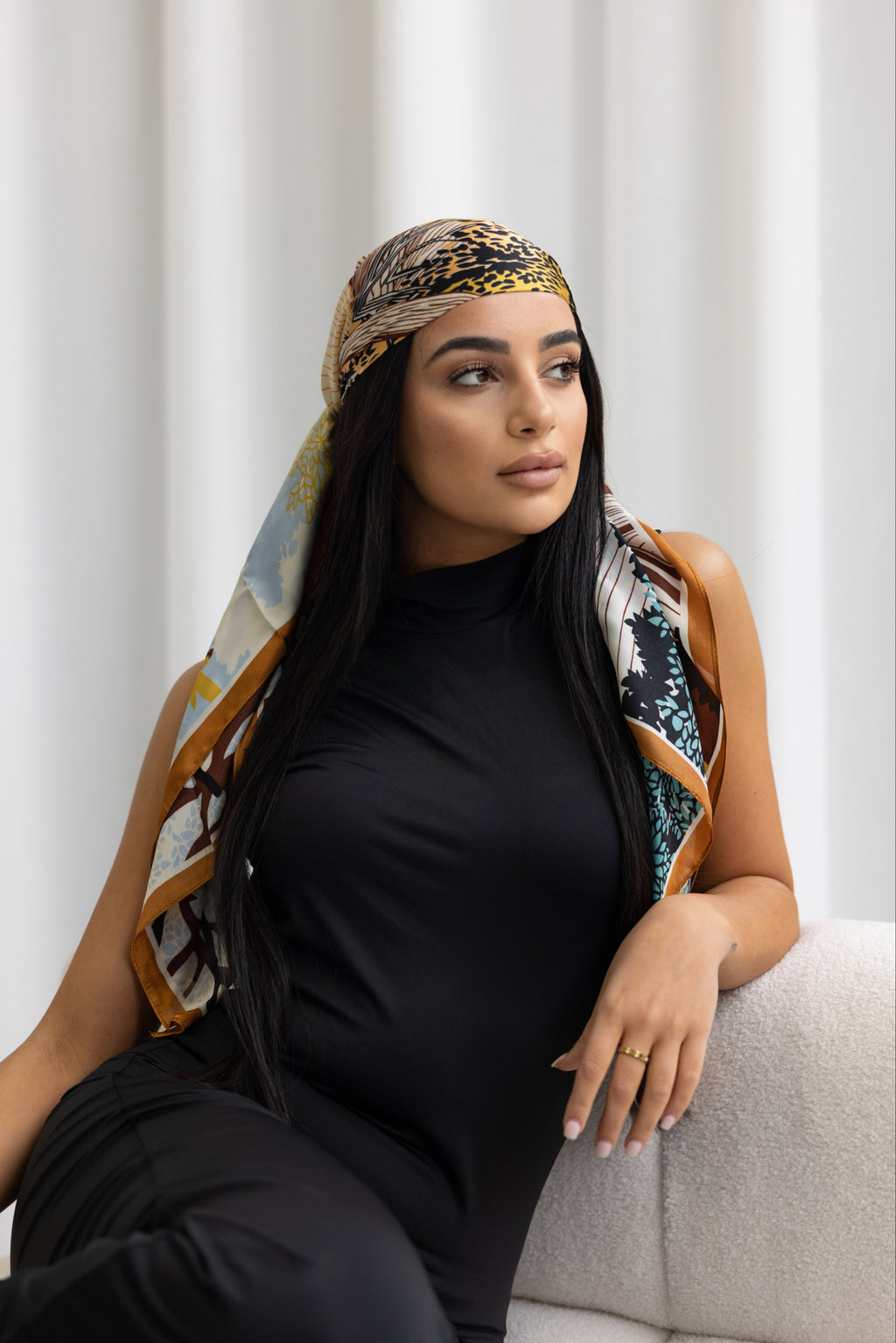 PRINTED SILK BLEND SQUARE SCARF - TOKYO