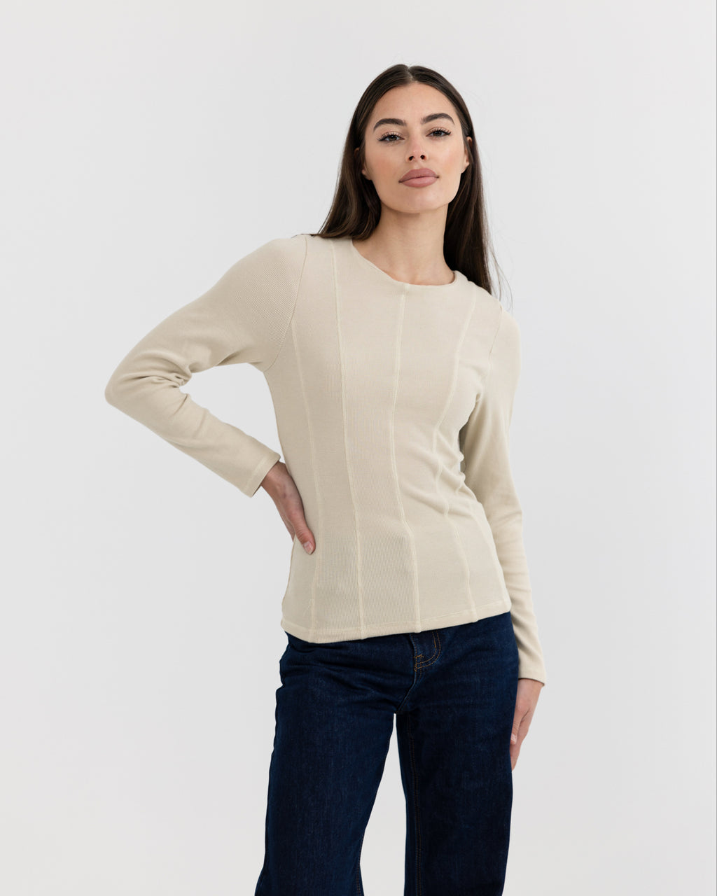 Luxe Rib Panel Top Sand
