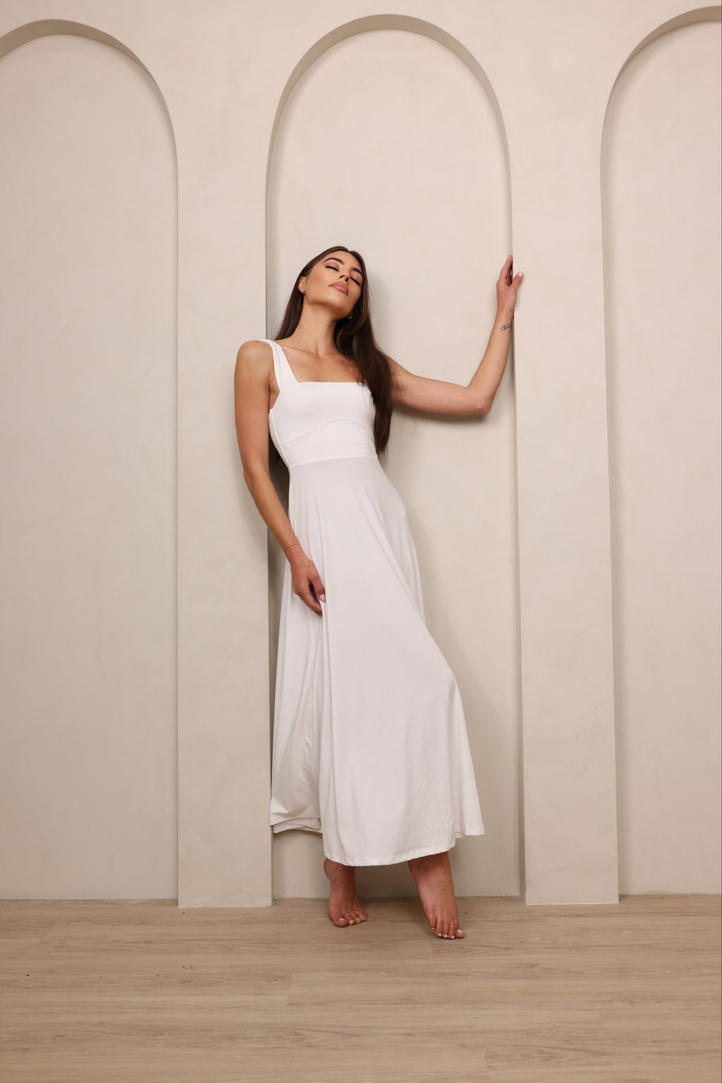 Luxe Box Neck Dress Vanilla