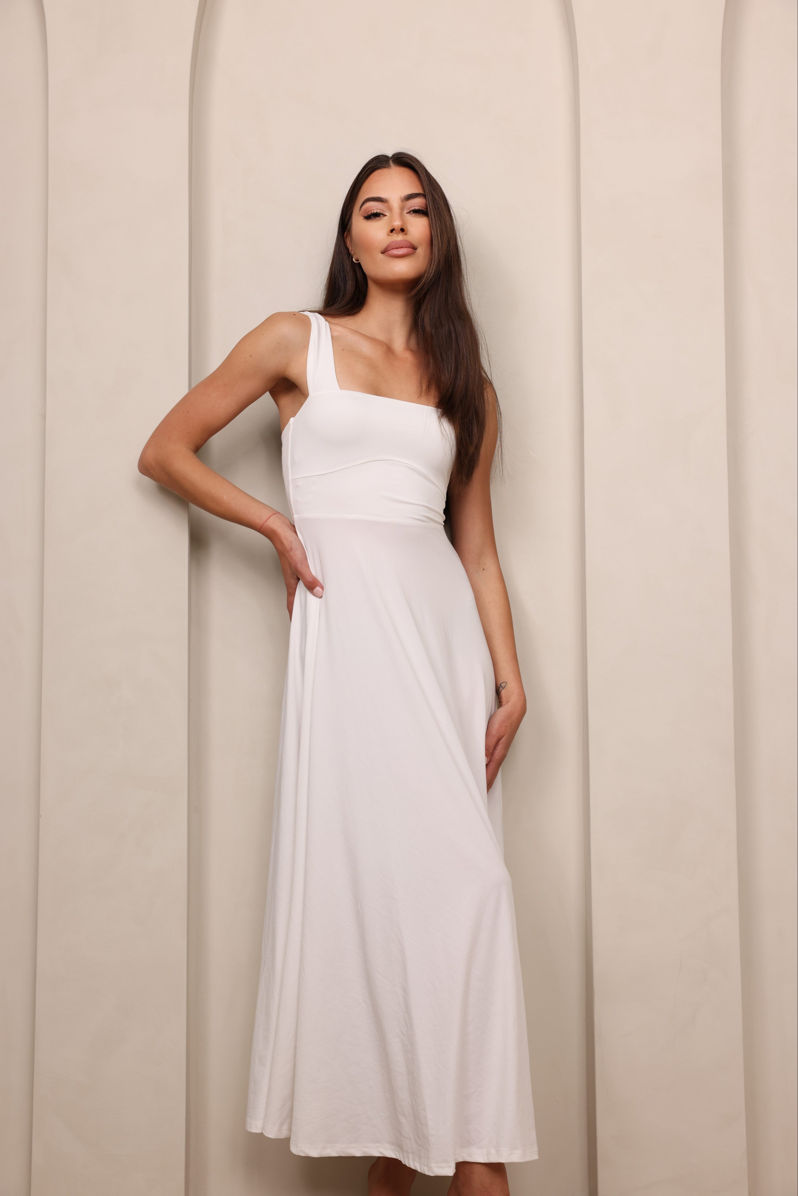 Luxe Box Neck Dress Vanilla