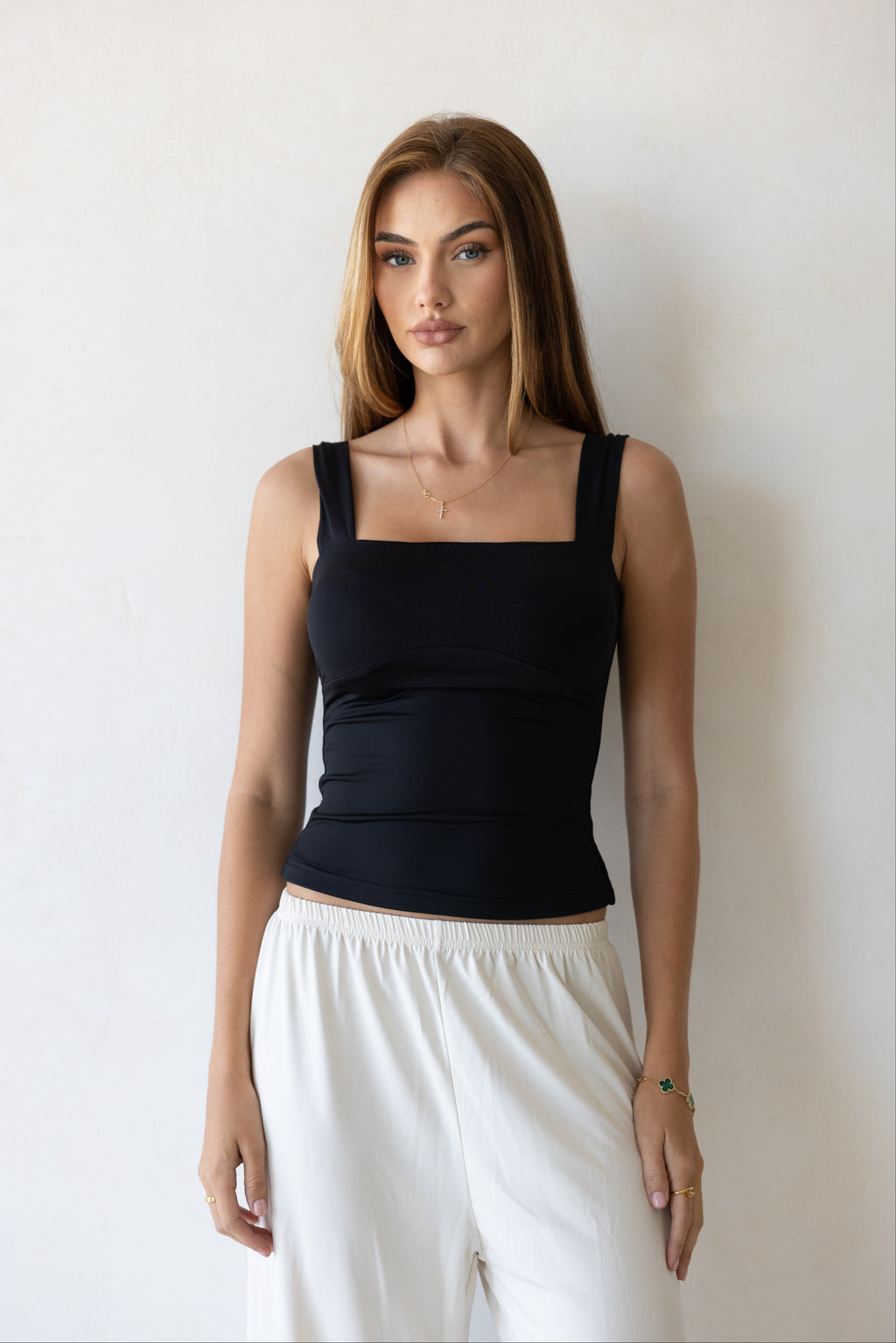 Luxe Box Neck Lounge Tank - Midnight