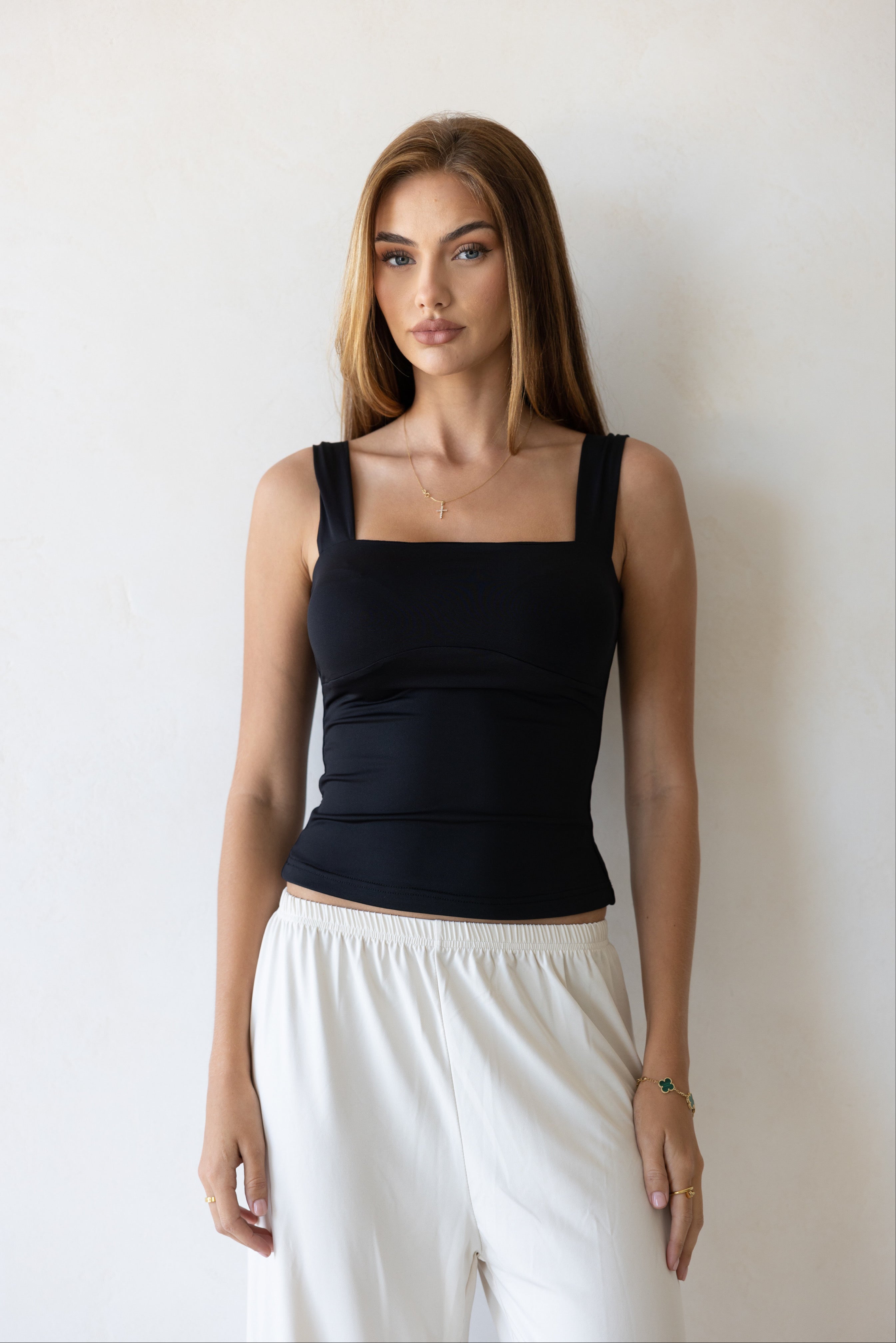 Luxe Box Neck Lounge Tank - Midnight