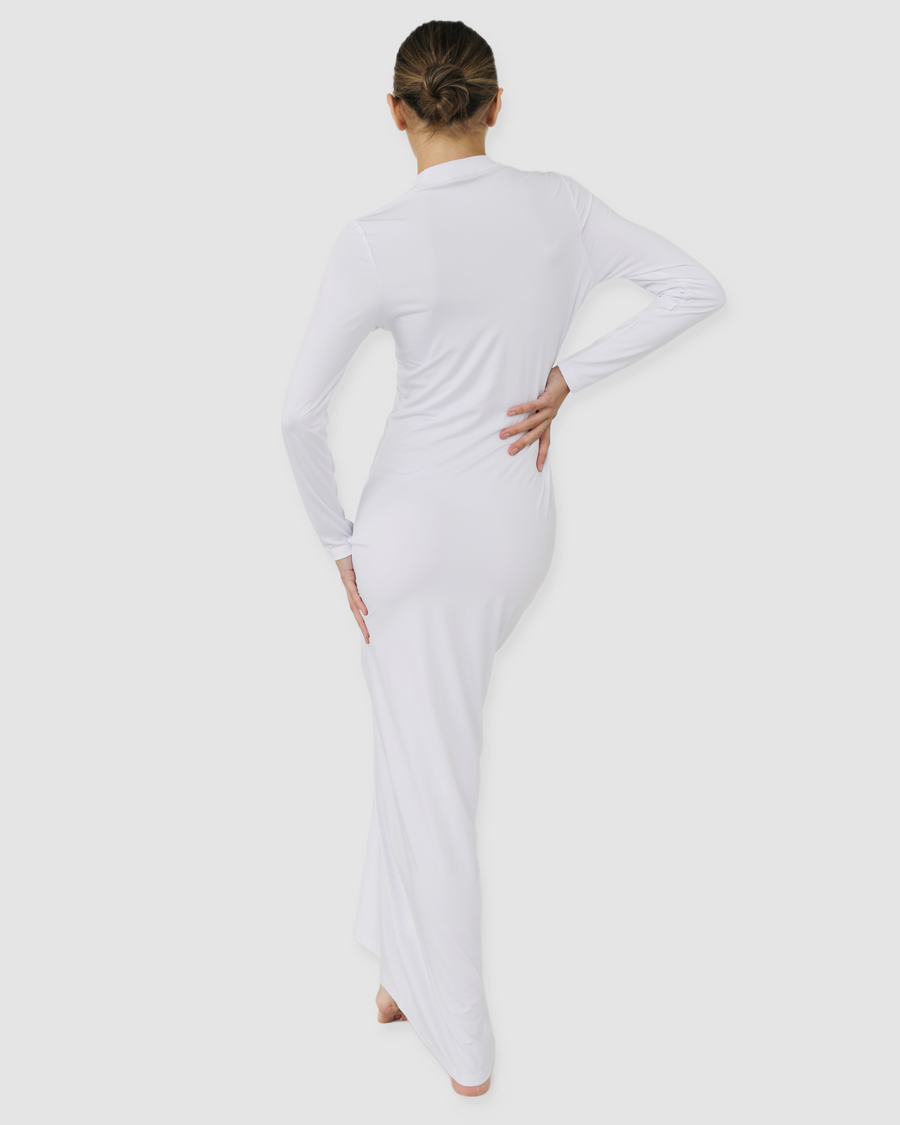 Luxe Slip Dress Low Neck Snow