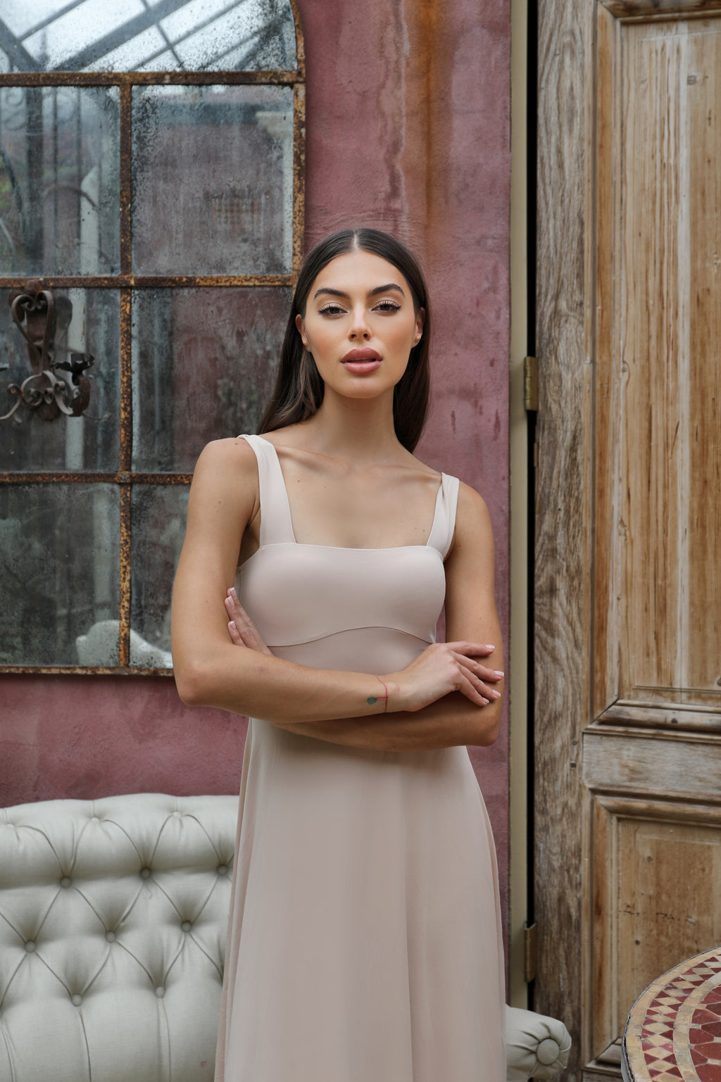 Luxe Box Neck Dress Clay