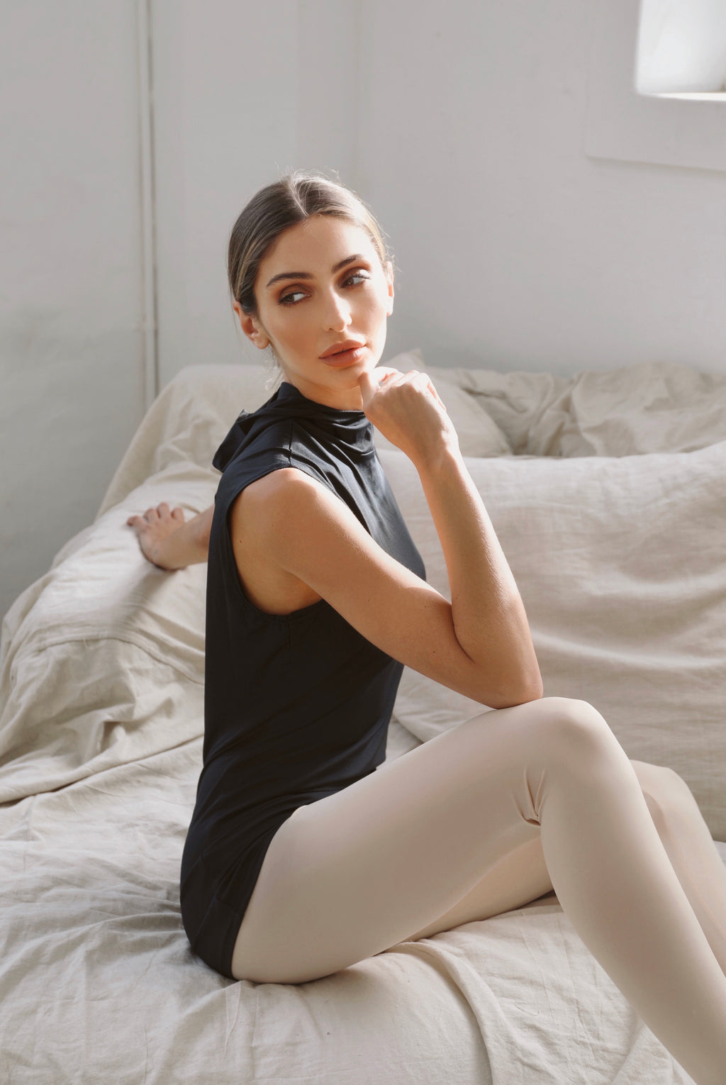 Luxe Hooded Sleeveless Midnight FINAL SALE