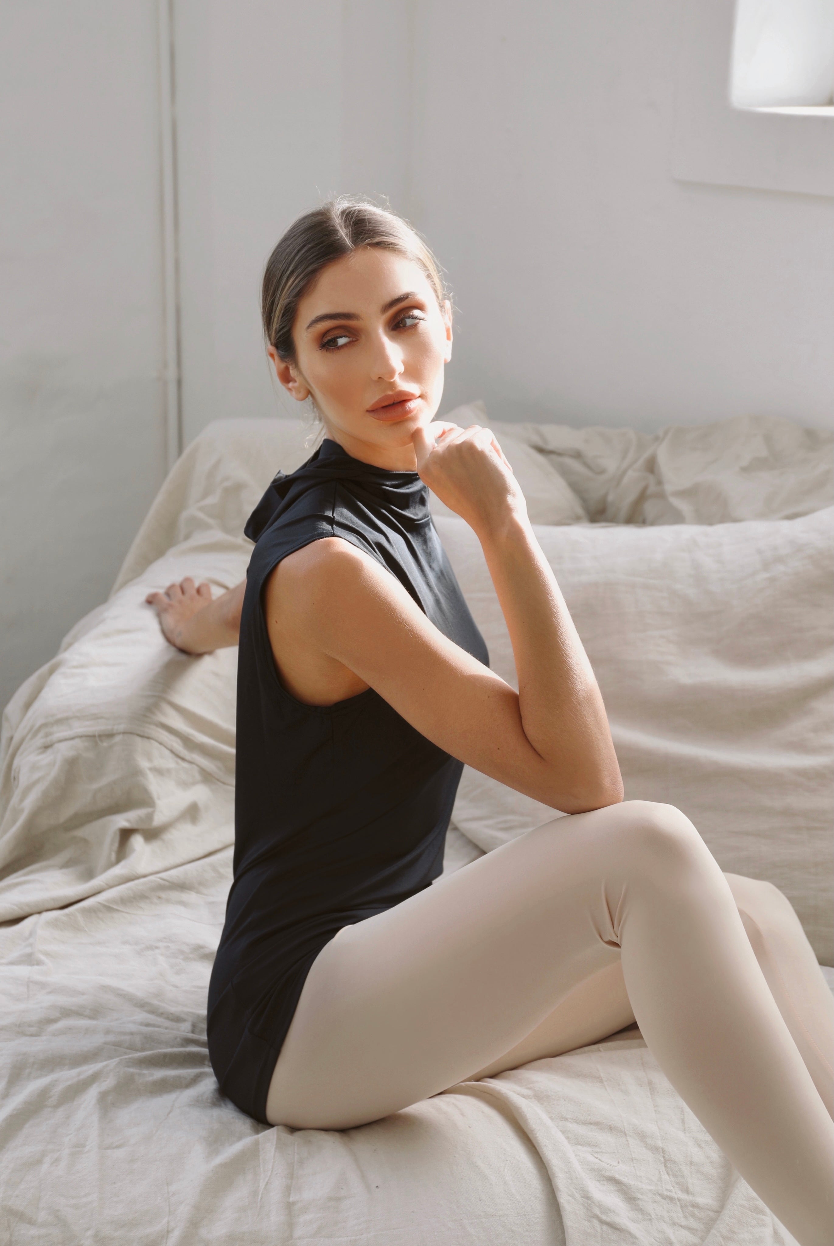 Luxe Hooded Sleeveless Midnight FINAL SALE