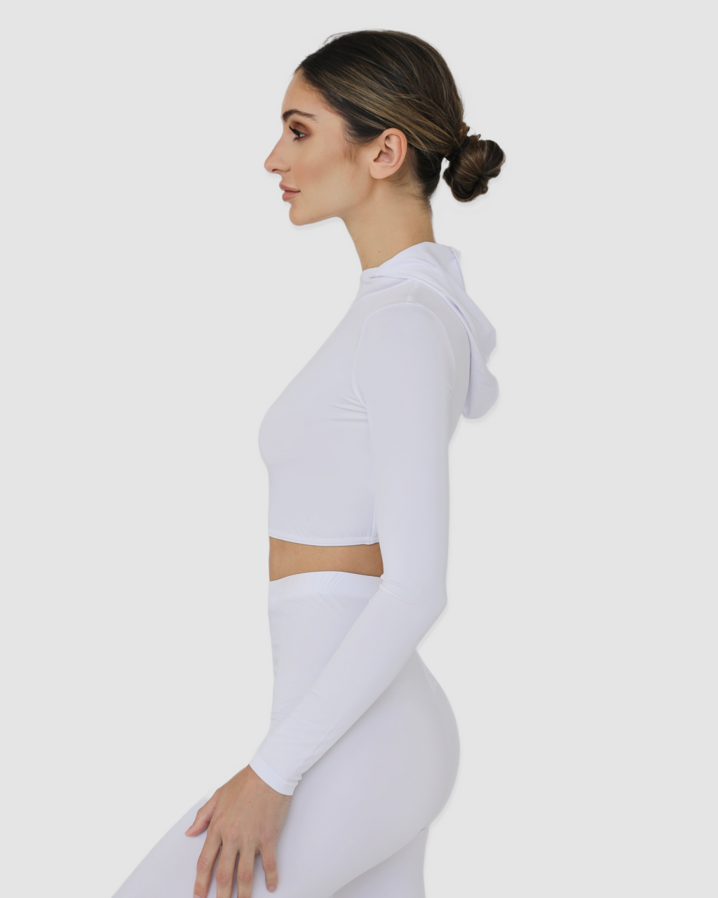 Luxe Hooded Crop Snow FINAL SALE