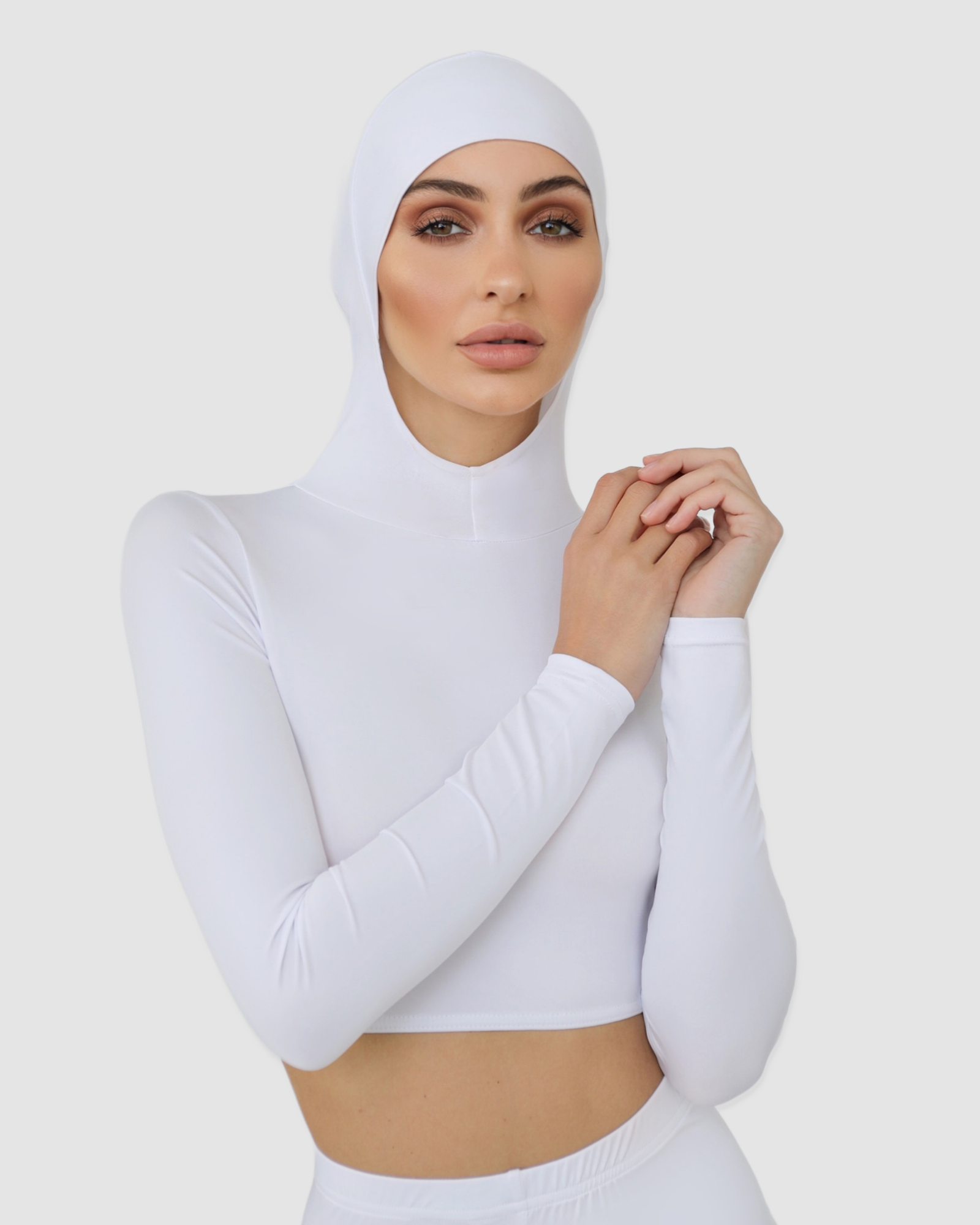 Luxe Hooded Crop Snow FINAL SALE