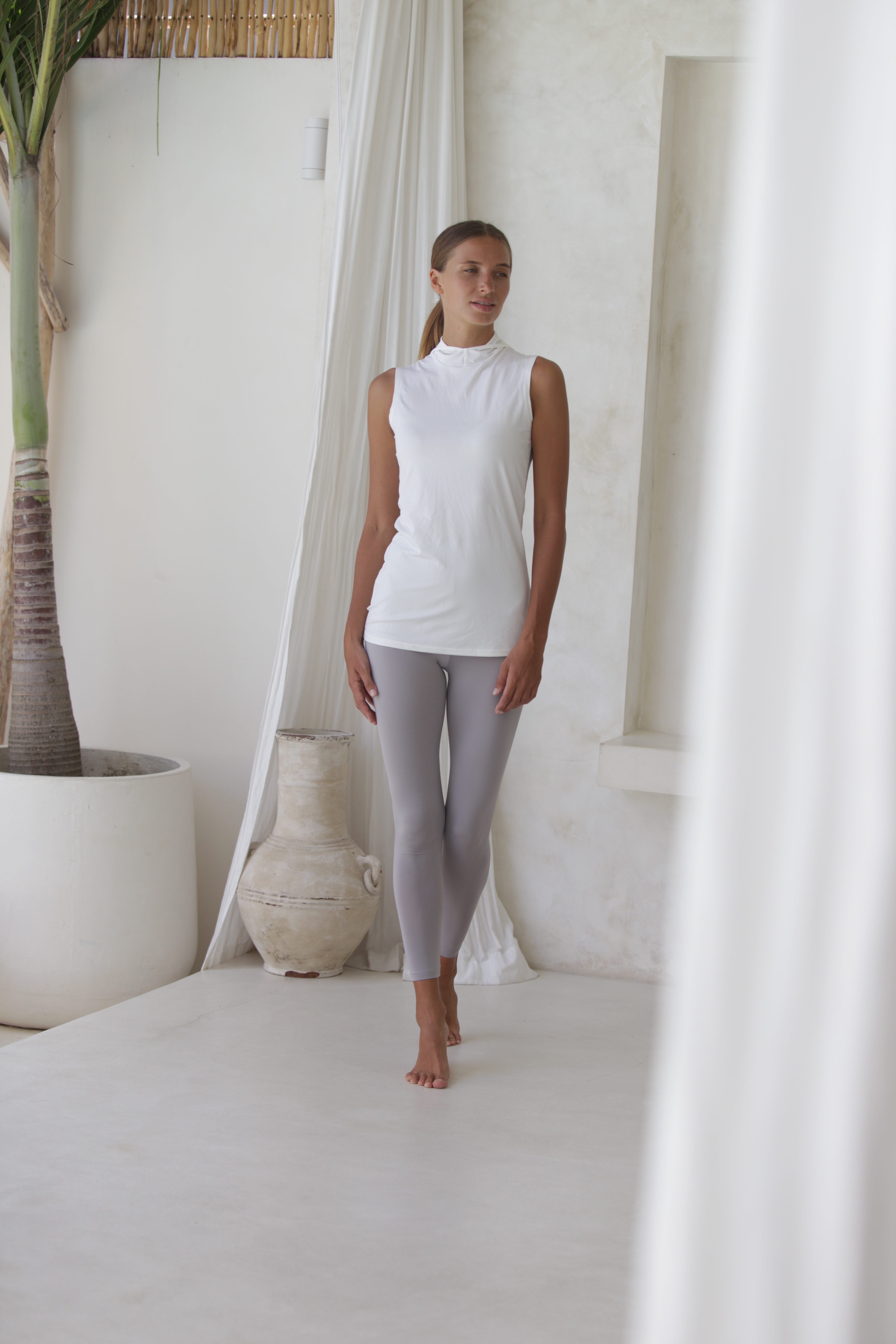 Luxe Hooded Sleeveless Vanilla FINAL SALE