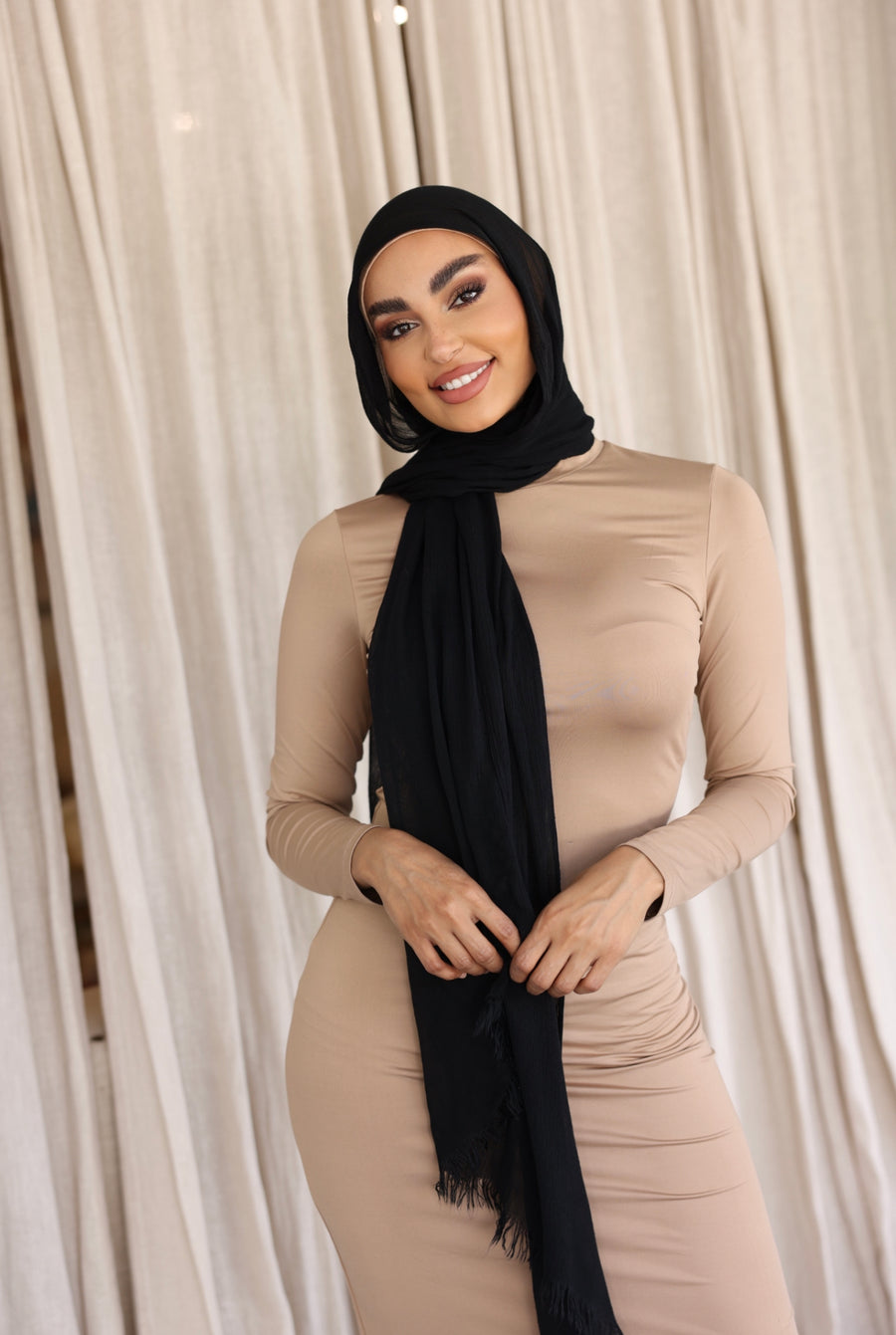 Luxe Rayon Hijab Frayed Edge - MIDNIGHT