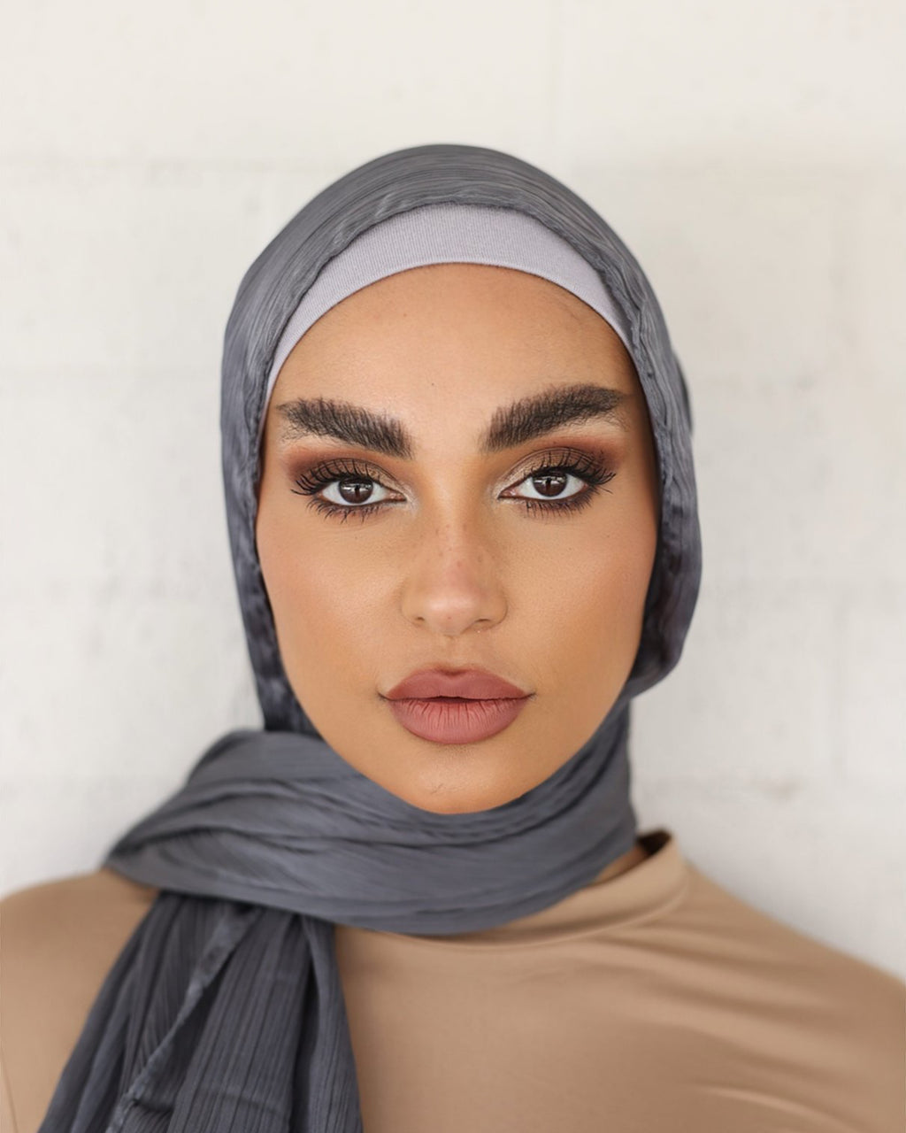 CRINKLE SATIN HIJAB - Steel FINAL SALE