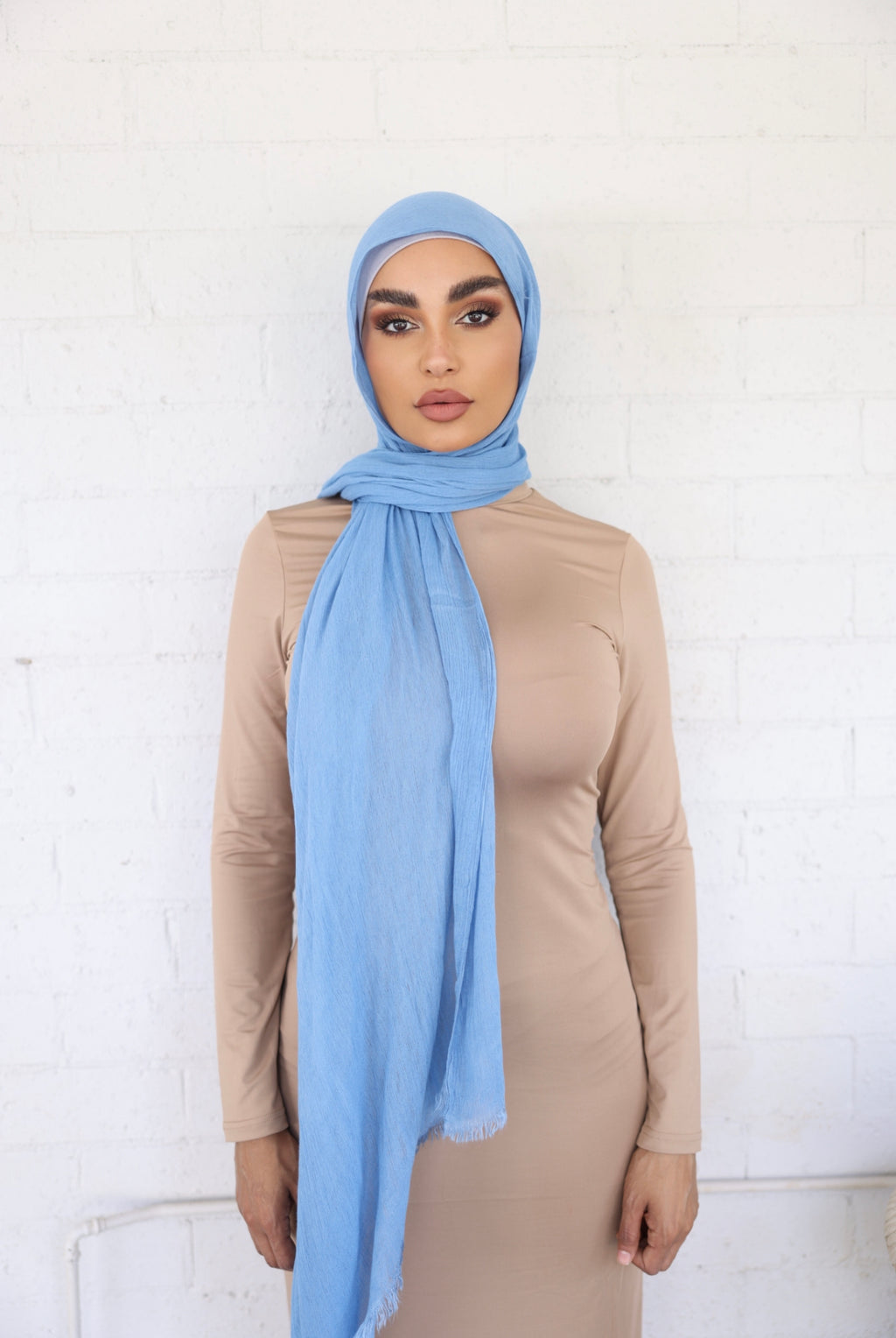 Luxe Rayon Hijab Frayed Edge - SKY