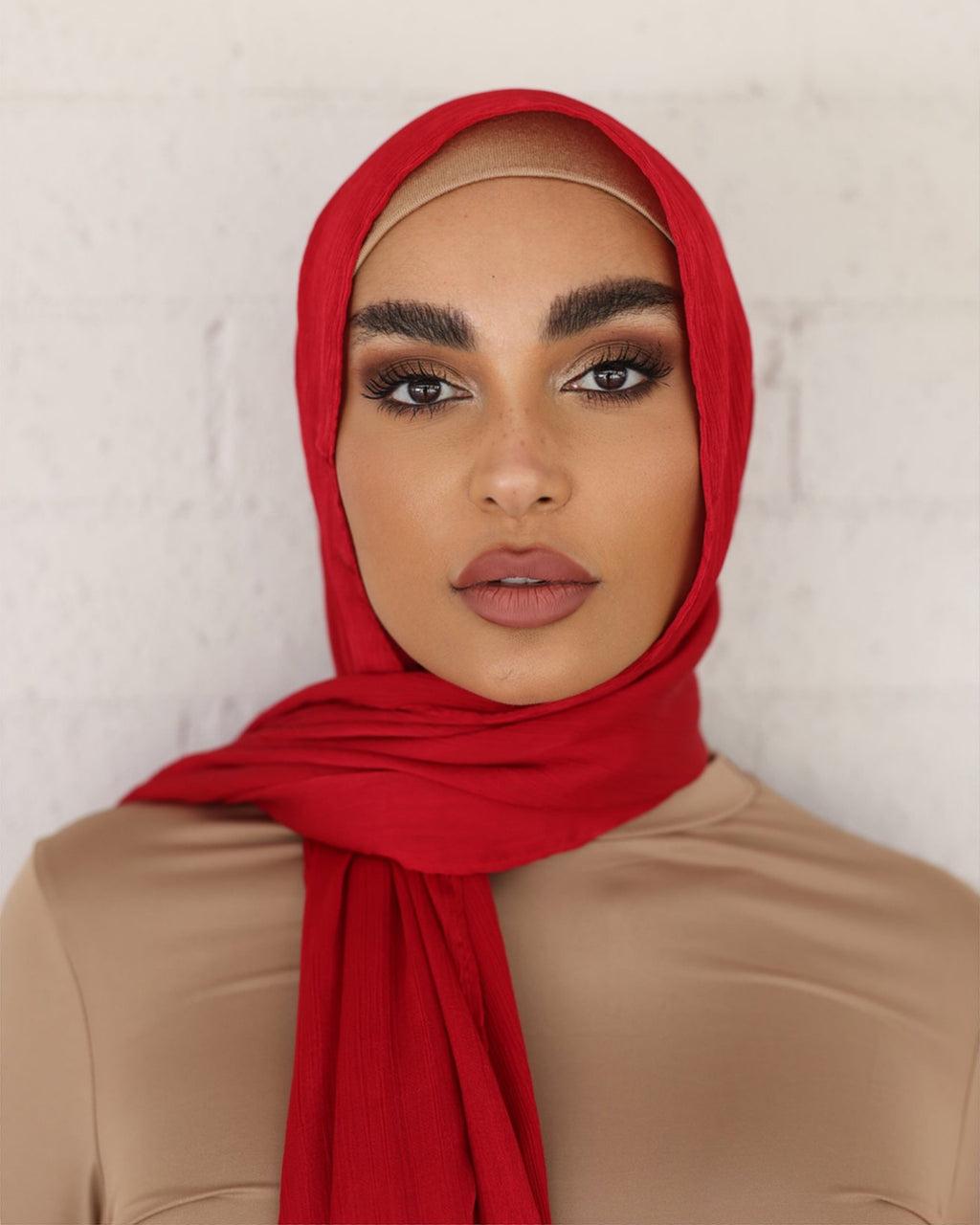 CRINKLE SATIN HIJAB - Cherry FINAL SALE