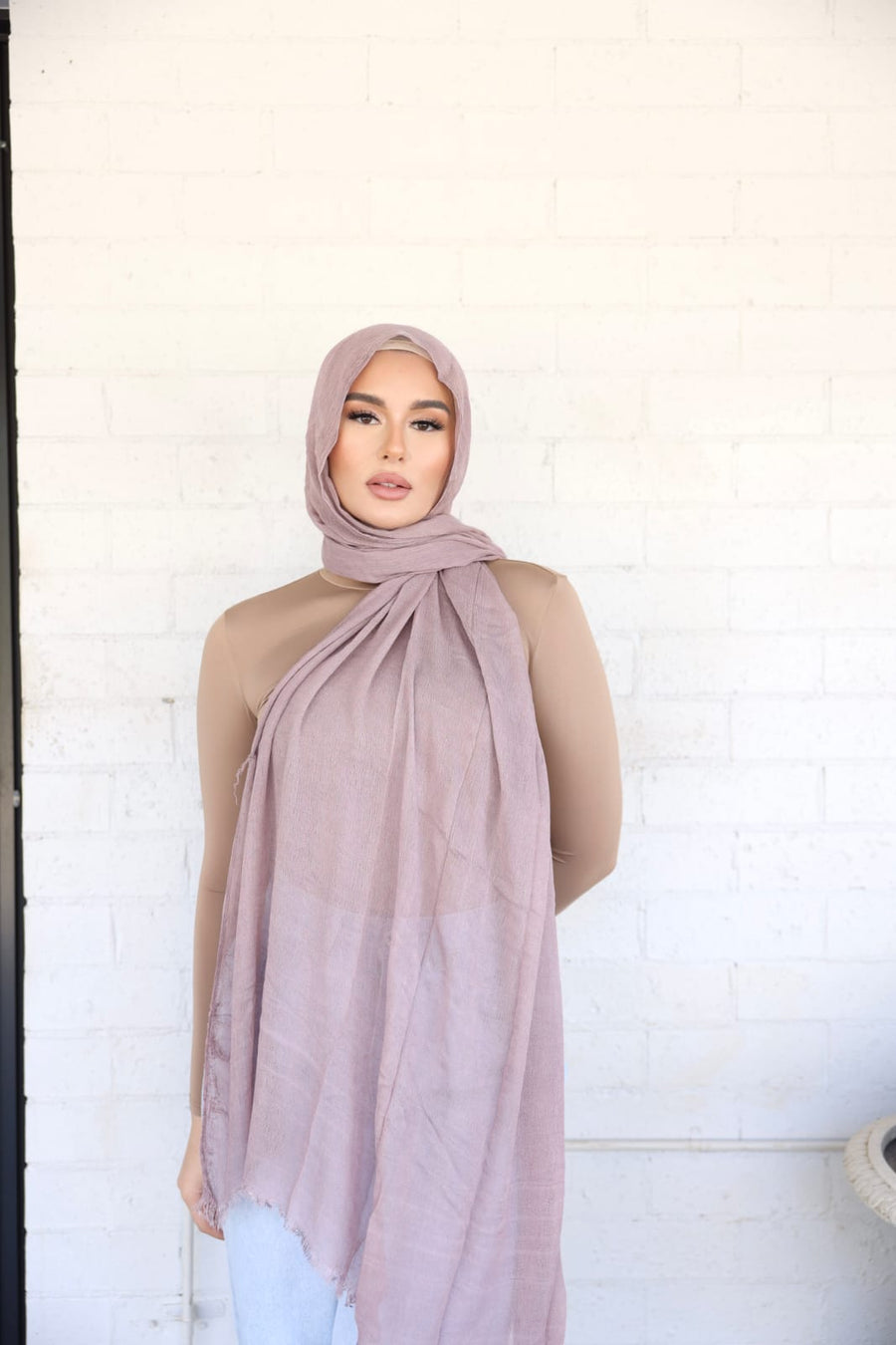 Luxe Rayon Hijab Frayed Edge - ROSE CLAY
