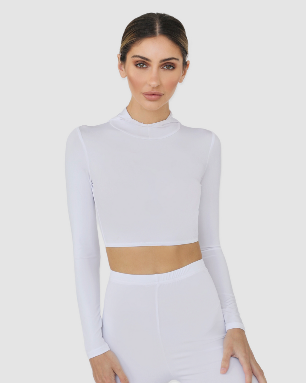 Luxe Hooded Crop Snow FINAL SALE