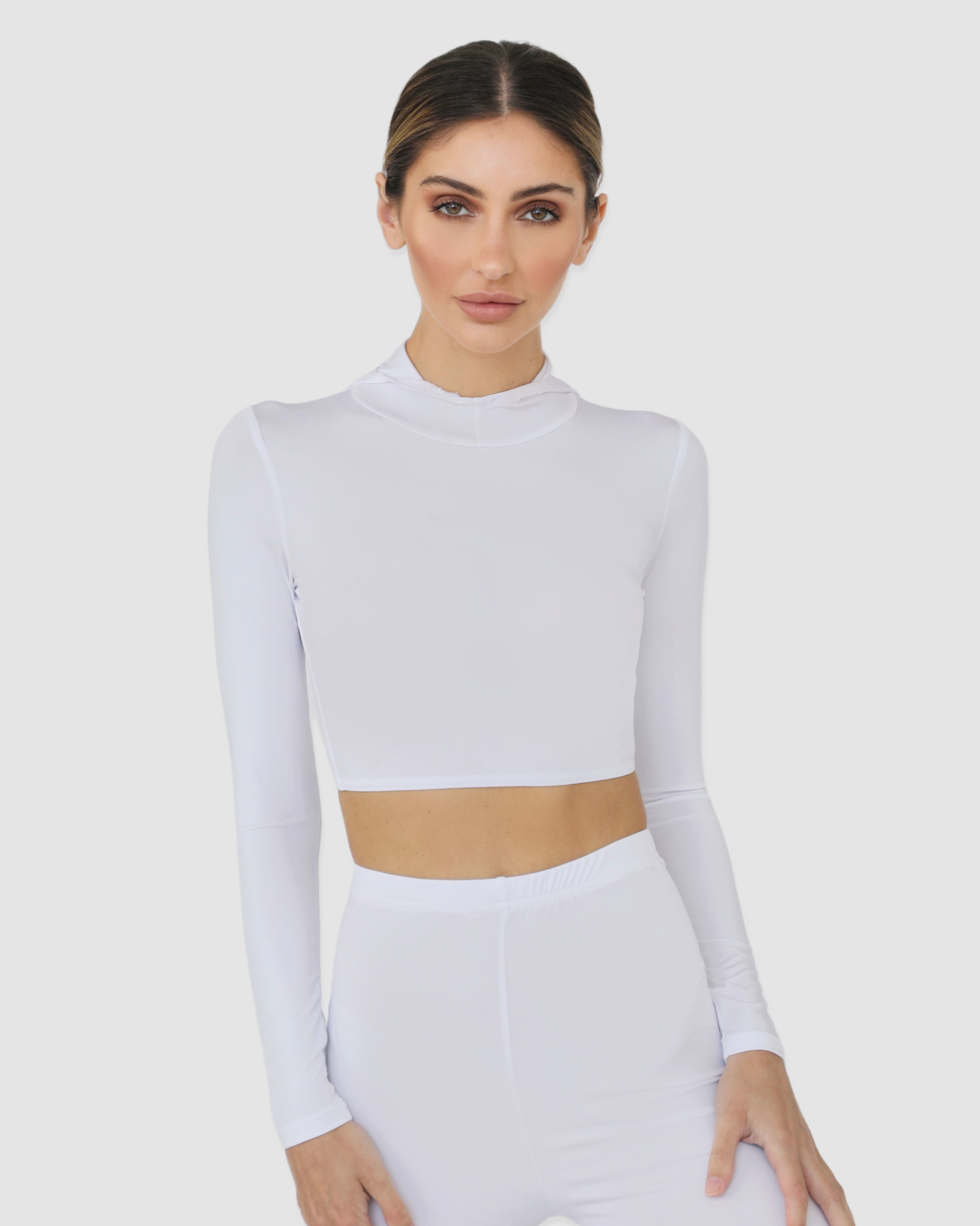 Luxe Hooded Crop Snow FINAL SALE