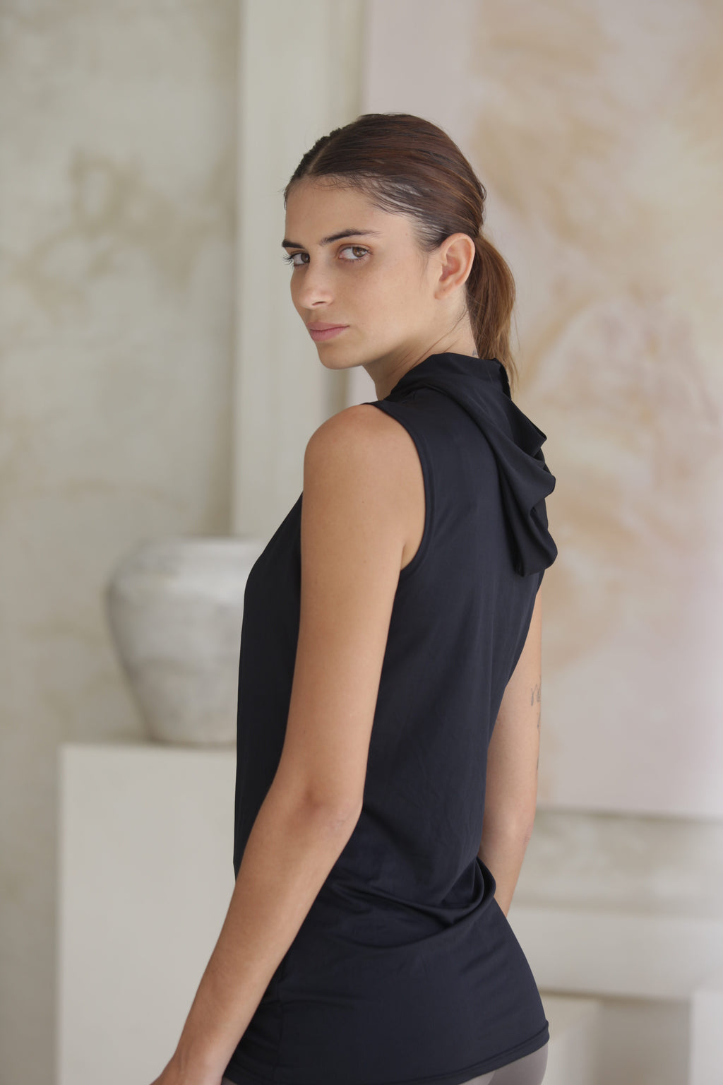 Luxe Hooded Sleeveless Midnight FINAL SALE