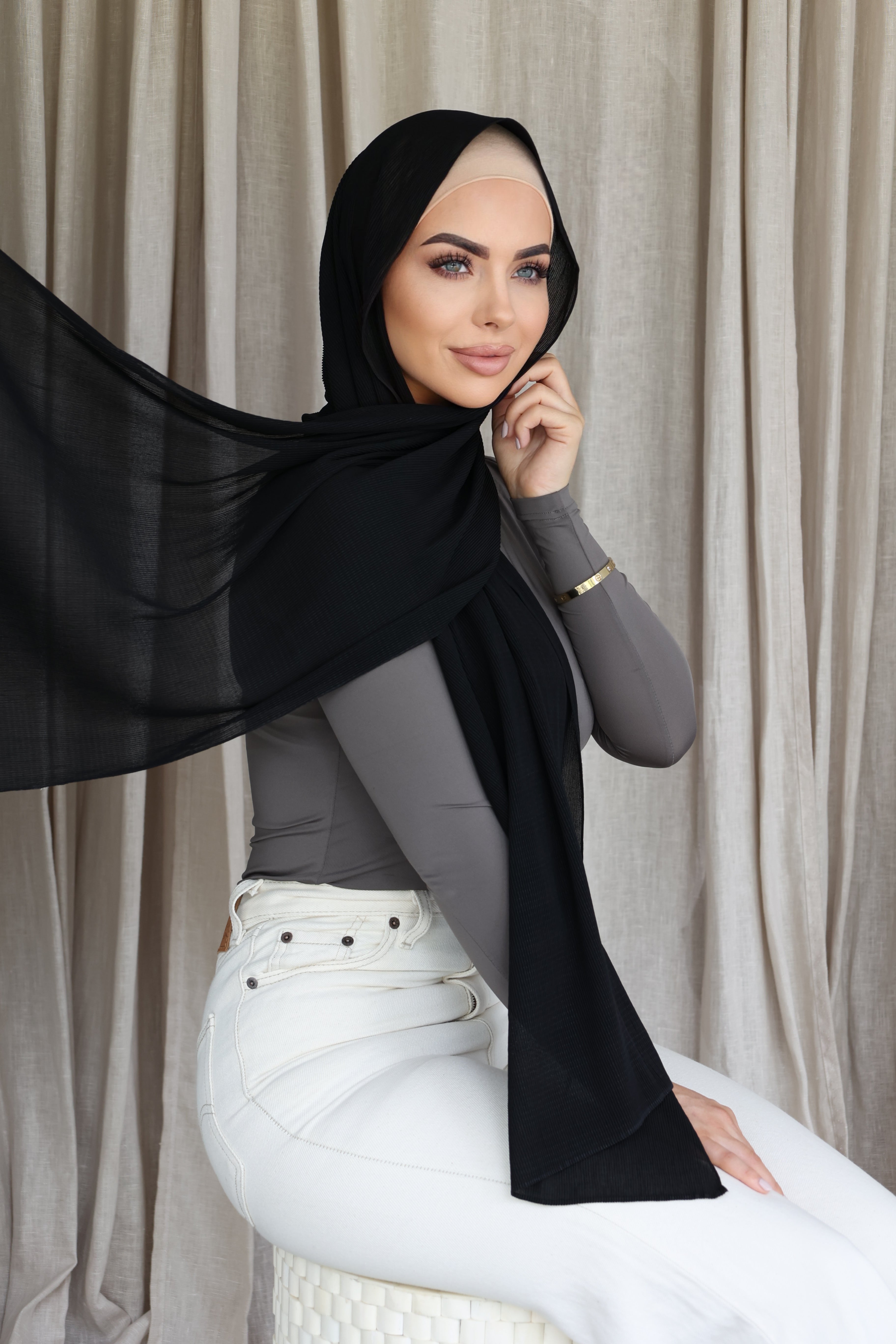 PLEATED HIJAB - Midnight